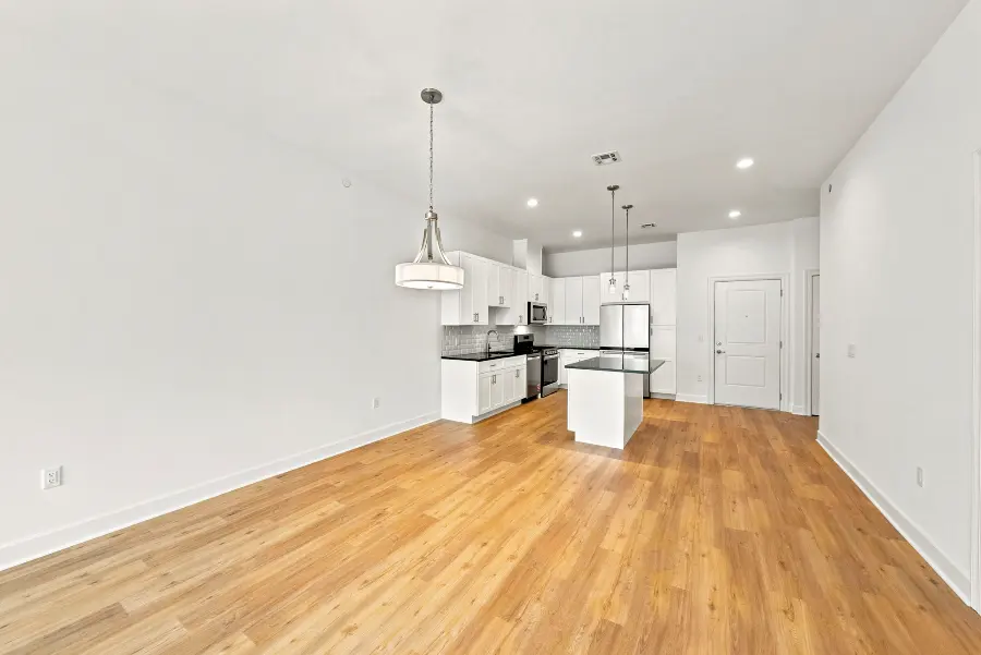 Living room, open to the kitchen