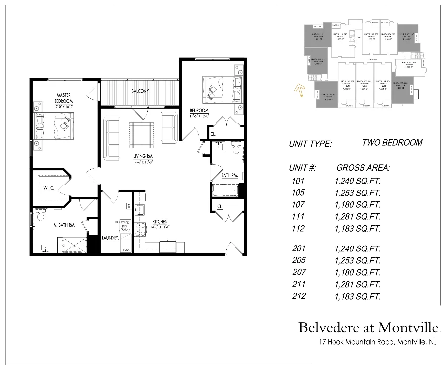 The Overlook two bedroom floor plan