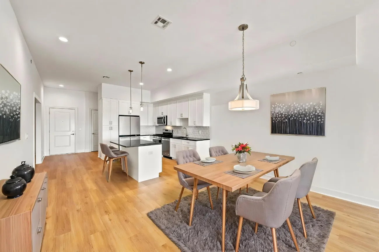 Kitchen and dining area, furnished