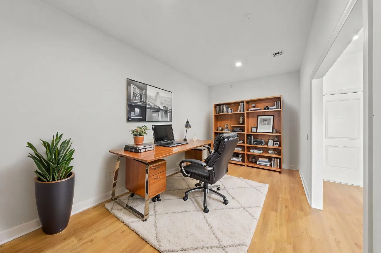 Den furnished as a home office